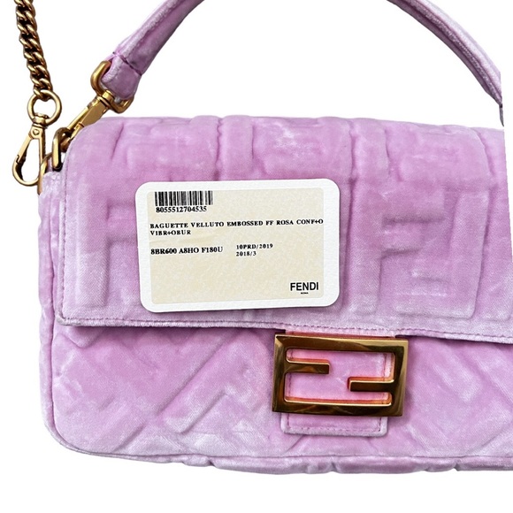 FENDI velvet embossed FF Rosa baguette - Picture 5 of 7